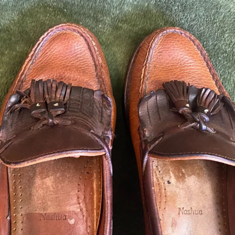 Allen Edmonds Men's Nashua Loafer Shoes Size 8D Brown Leather Tasseled Moc Toe